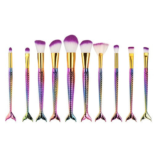 Mermaid Makeup Brush Set (10 pieces)