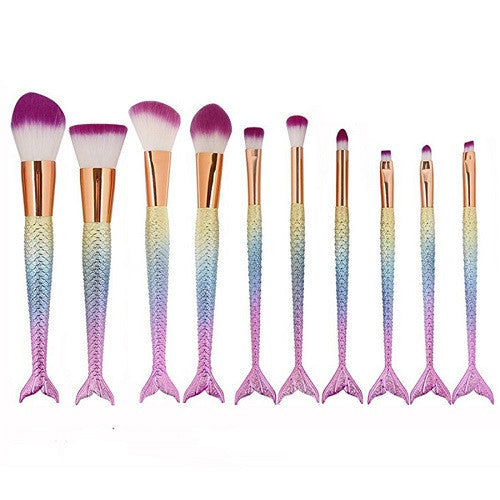 Mermaid Makeup Brush Set (10 pieces)
