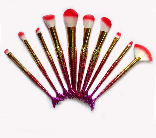Mermaid Makeup Brush Set (10 pieces)