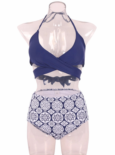 Cross High Waist Push Up Bikini
