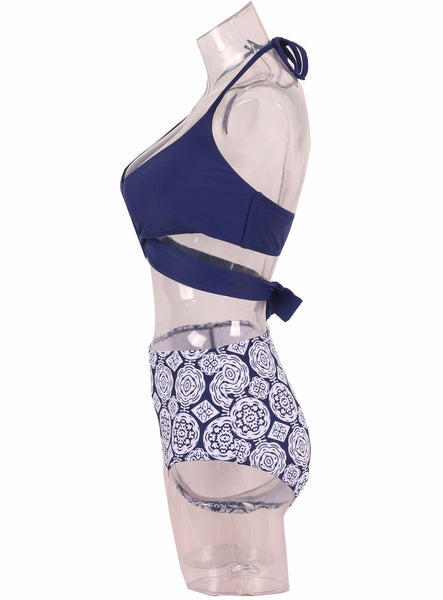 Cross High Waist Push Up Bikini