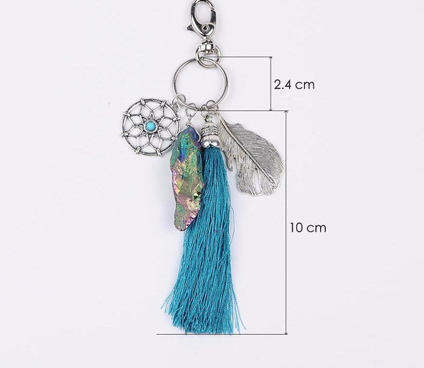 Boho style Natural Stone Tassel Keychain