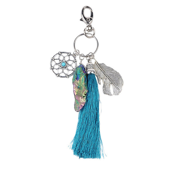 Boho style Natural Stone Tassel Keychain