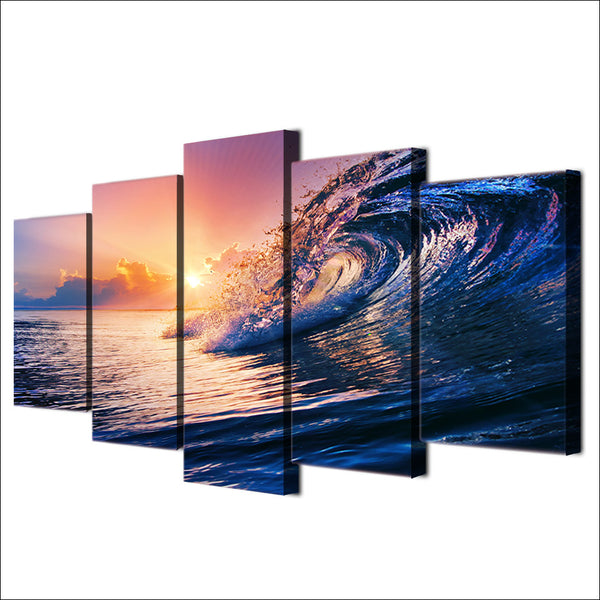 Limited Edition 5 Piece Ocean & Powerful Waves Canvas