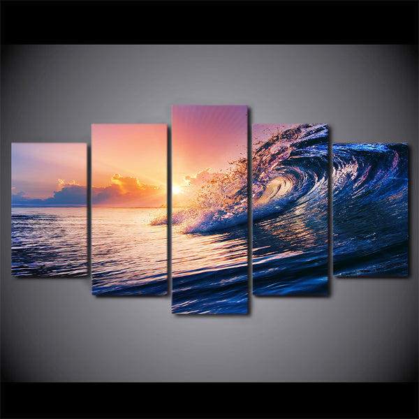 Limited Edition 5 Piece Ocean & Powerful Waves Canvas