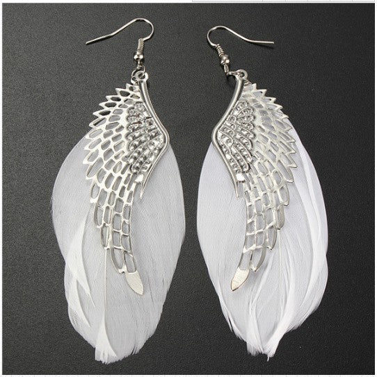 Angel Wing Feather Long Earrings