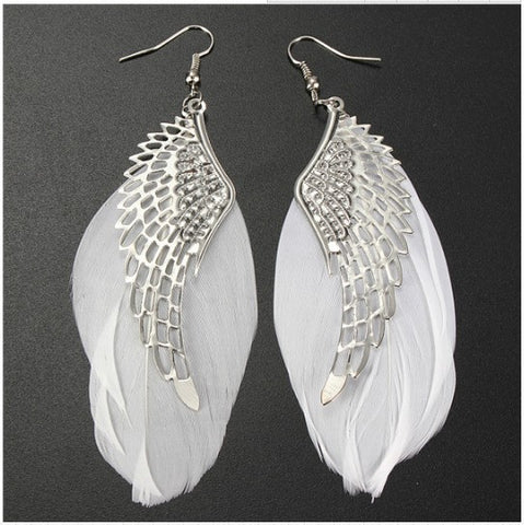 Angel Wing Feather Long Earrings