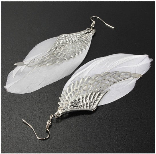 Angel Wing Feather Long Earrings