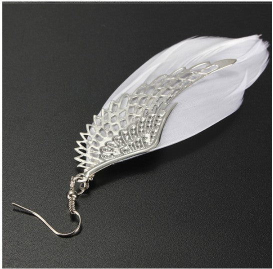 Angel Wing Feather Long Earrings