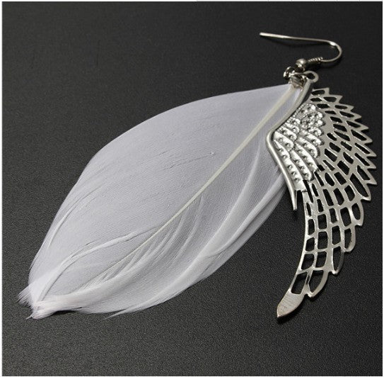 Angel Wing Feather Long Earrings