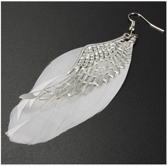 Angel Wing Feather Long Earrings