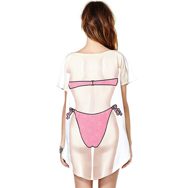Funny Pink Bikini Print T-shirt