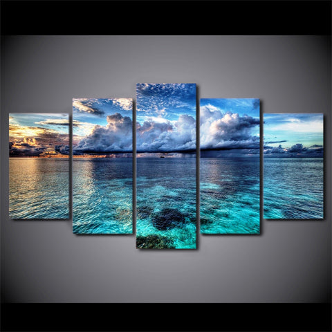 Limited Edition 5 Piece Seascaped Clouds Canvas