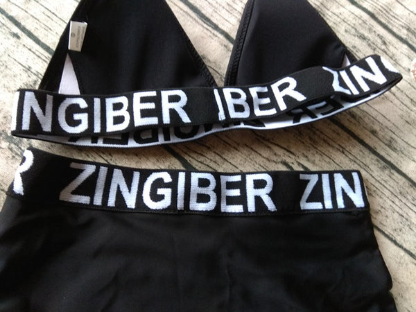 Letter Bandage Bikini Set Padded Swimsuit