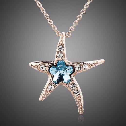 Blue Crystal Sea Star Necklace