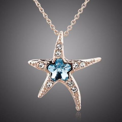 Blue Crystal Sea Star Necklace