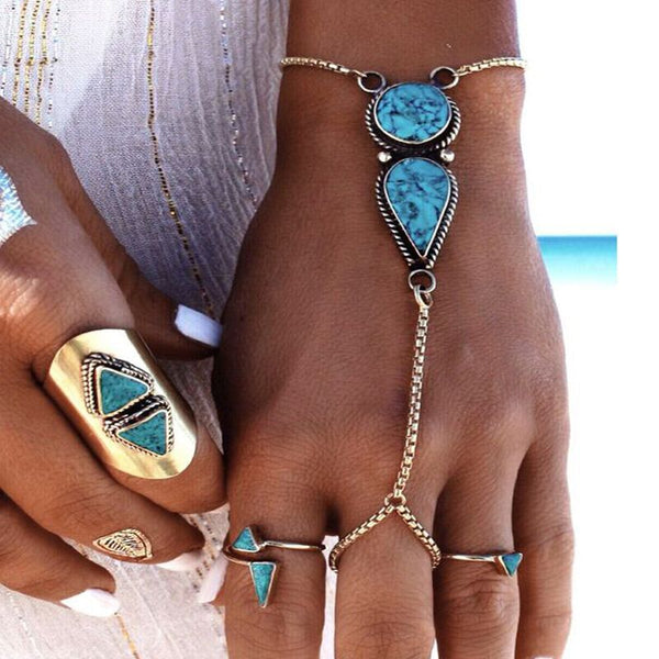 Bohemian Gem Stone Charm Bracelet