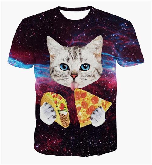 3D Lovely Kitten & Galaxy Tee