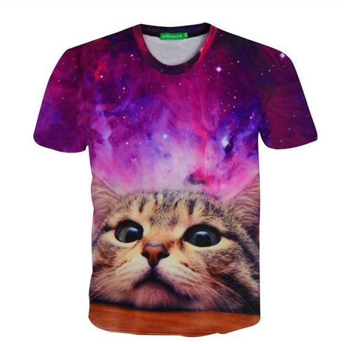 3D Lovely Kitten & Galaxy Tee