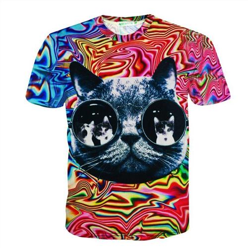 3D Lovely Kitten & Galaxy Tee