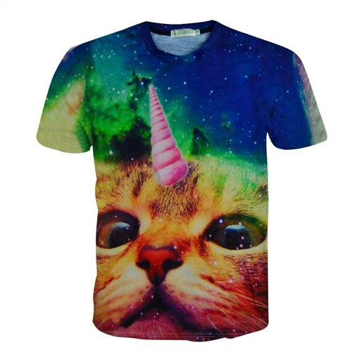 3D Lovely Kitten & Galaxy Tee