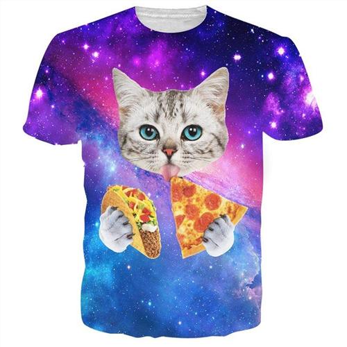 3D Lovely Kitten & Galaxy Tee