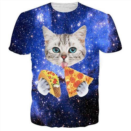3D Lovely Kitten & Galaxy Tee