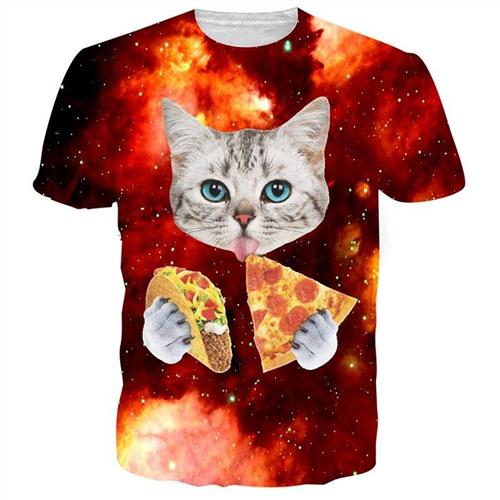 3D Lovely Kitten & Galaxy Tee