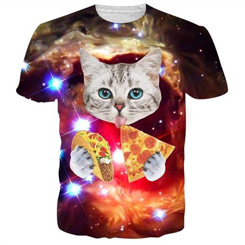 3D Lovely Kitten & Galaxy Tee