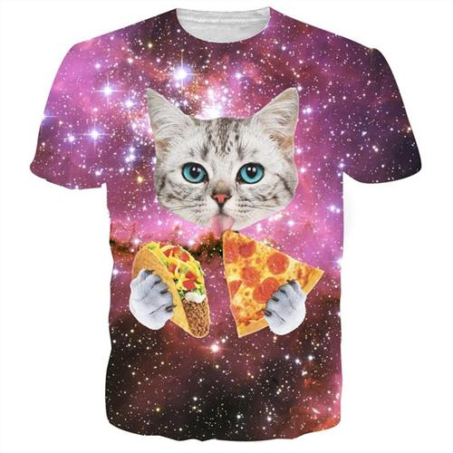 3D Lovely Kitten & Galaxy Tee