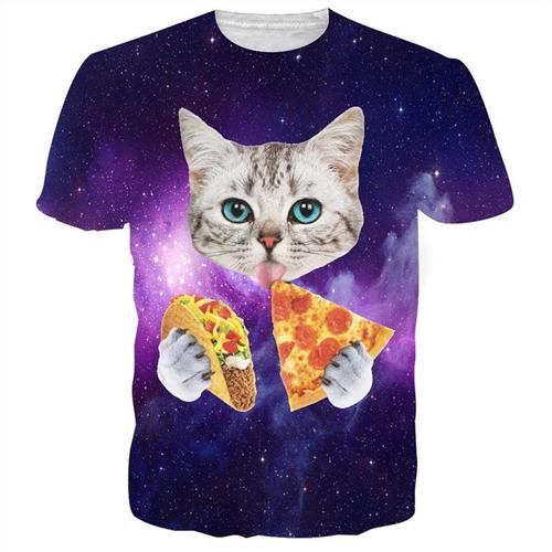 3D Lovely Kitten & Galaxy Tee