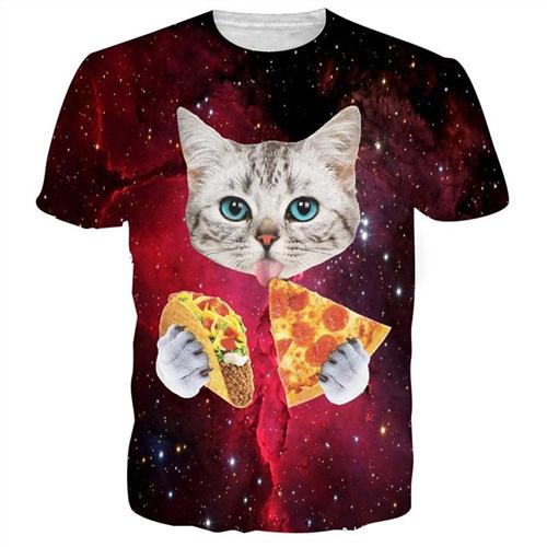 3D Lovely Kitten & Galaxy Tee