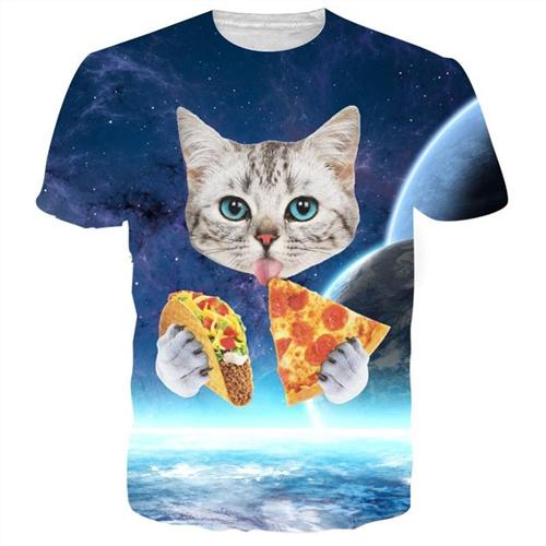 3D Lovely Kitten & Galaxy Tee