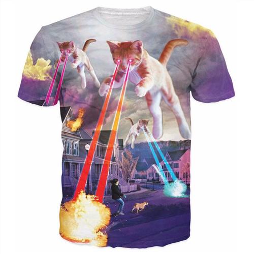 3D Lovely Kitten & Galaxy Tee