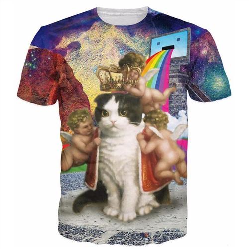 3D Lovely Kitten & Galaxy Tee