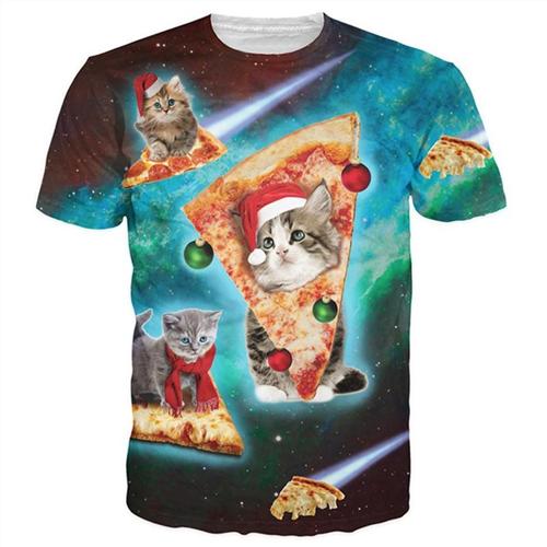 3D Lovely Kitten & Galaxy Tee