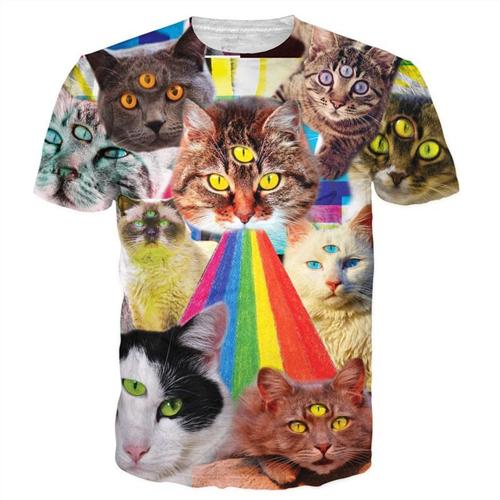 3D Lovely Kitten & Galaxy Tee