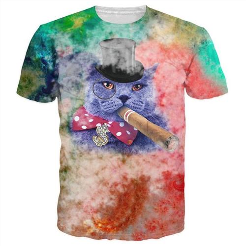 3D Lovely Kitten & Galaxy Tee