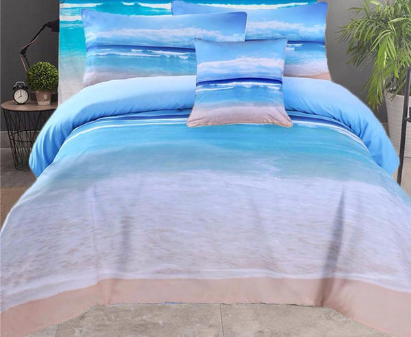 Blue Beach Bedding Set