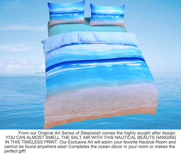 Blue Beach Bedding Set