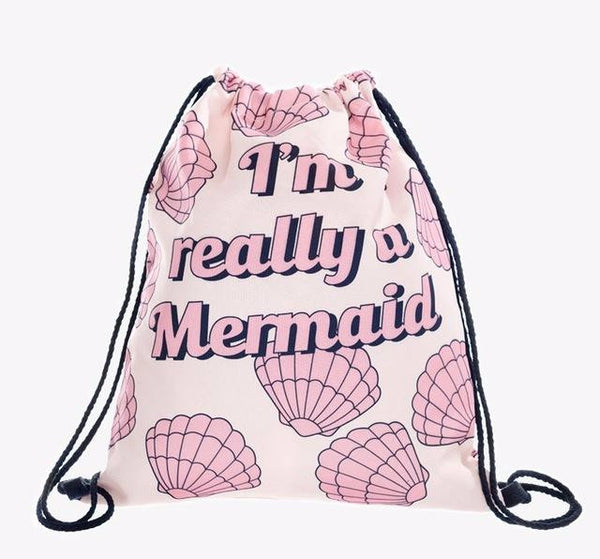 "I'm really a Mermaid" Drawstring Backpack