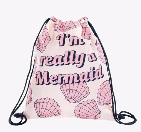"I'm really a Mermaid" Drawstring Backpack