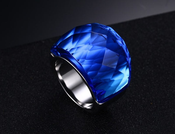 Blue Ocean Crystal Party Ring