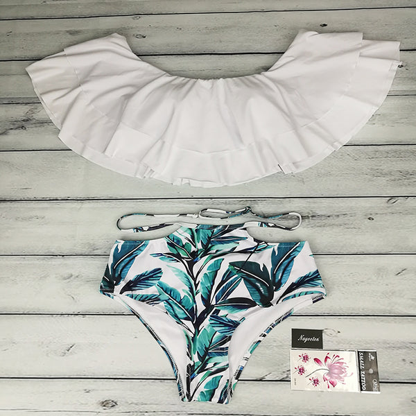 Floral Print Stylish Off Shoulder Bikini