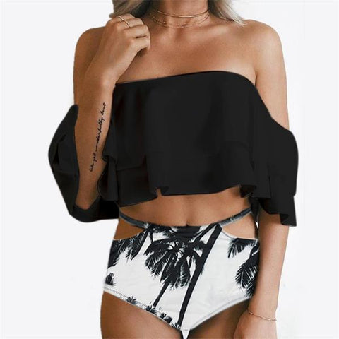 Floral Print Stylish Off Shoulder Bikini
