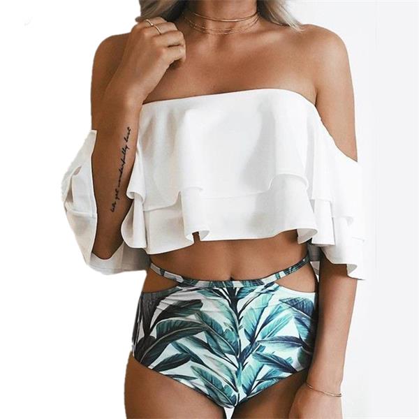 Floral Print Stylish Off Shoulder Bikini