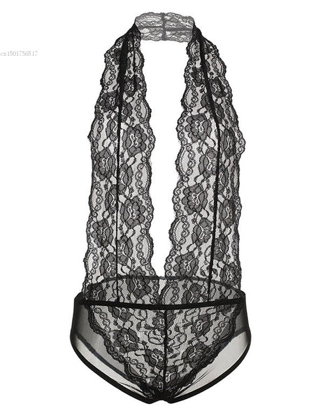 Sexy Floral Lace Backless Lingerie