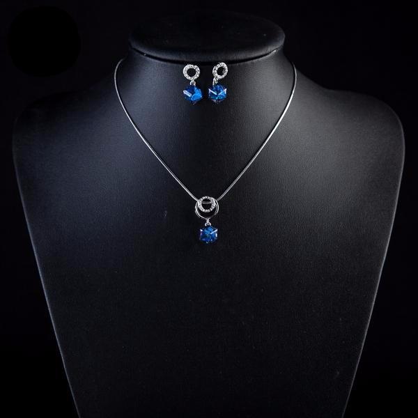 Blue Ocean Crystal Cube Jewelry Set