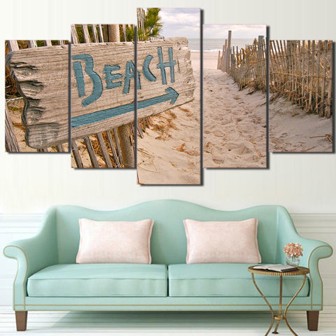 Limited Edition 5 Piece Beach with Fence Canvas