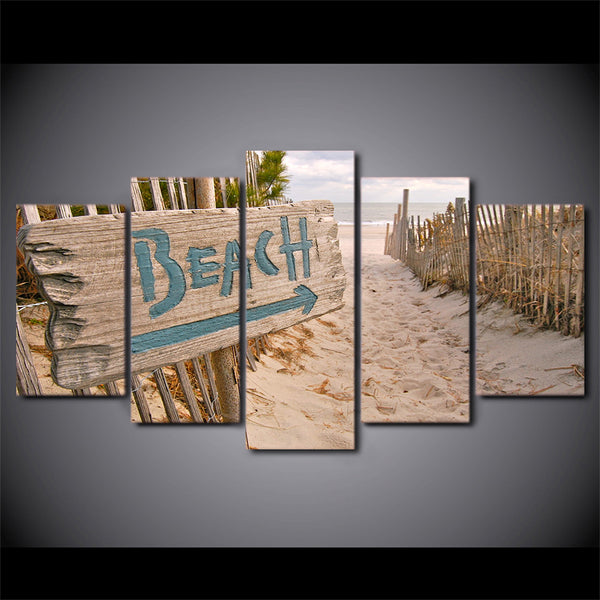 Limited Edition 5 Piece Beach with Fence Canvas